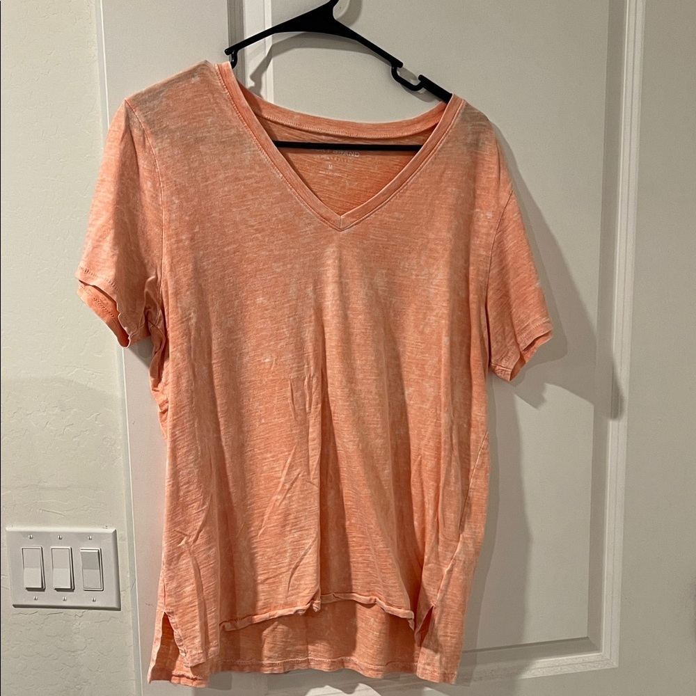 Lucky Brand Coral V-Neck Short Sleeve Top